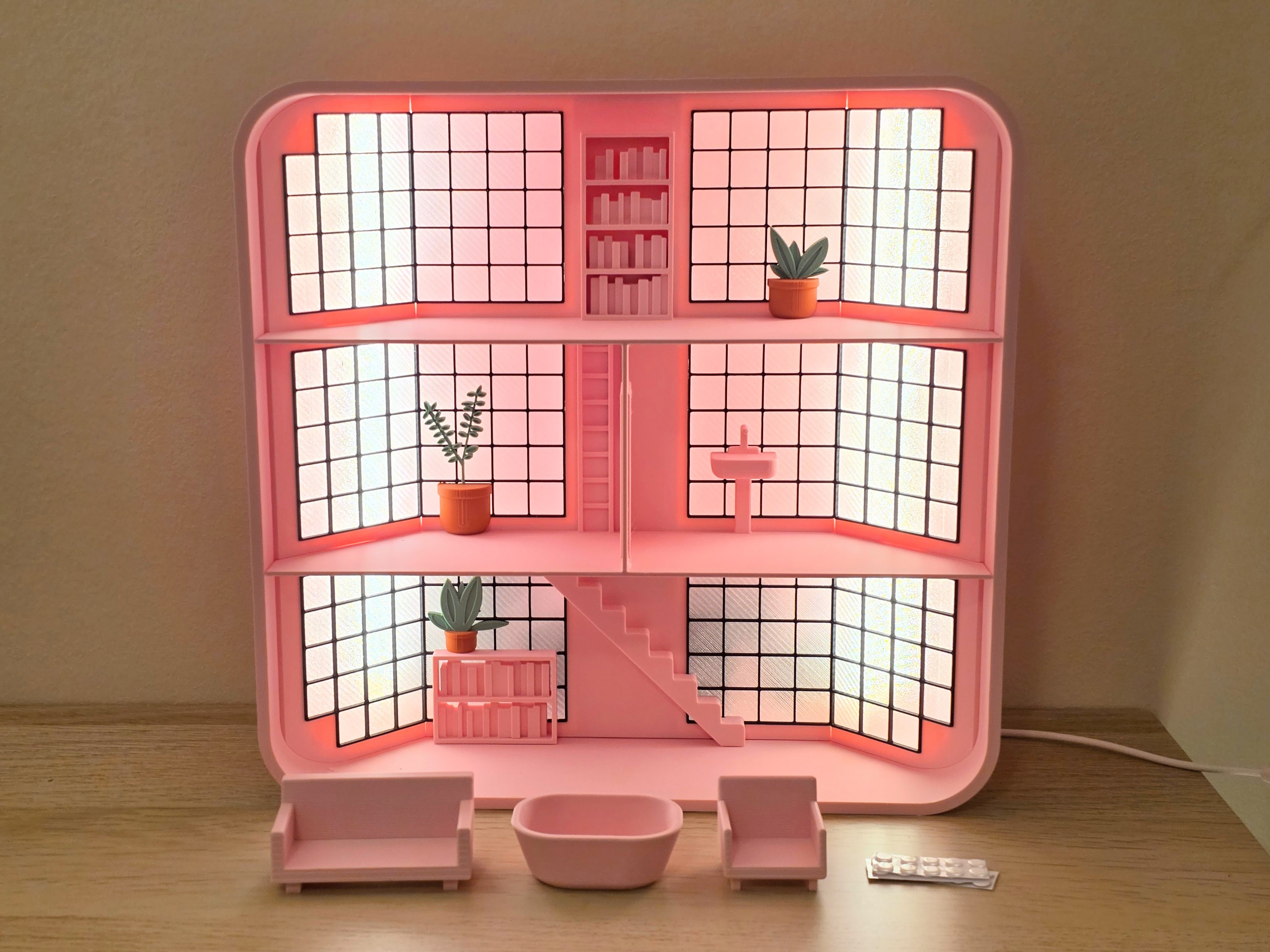 Large Light-up Smiski Display Shelf - Loft Style