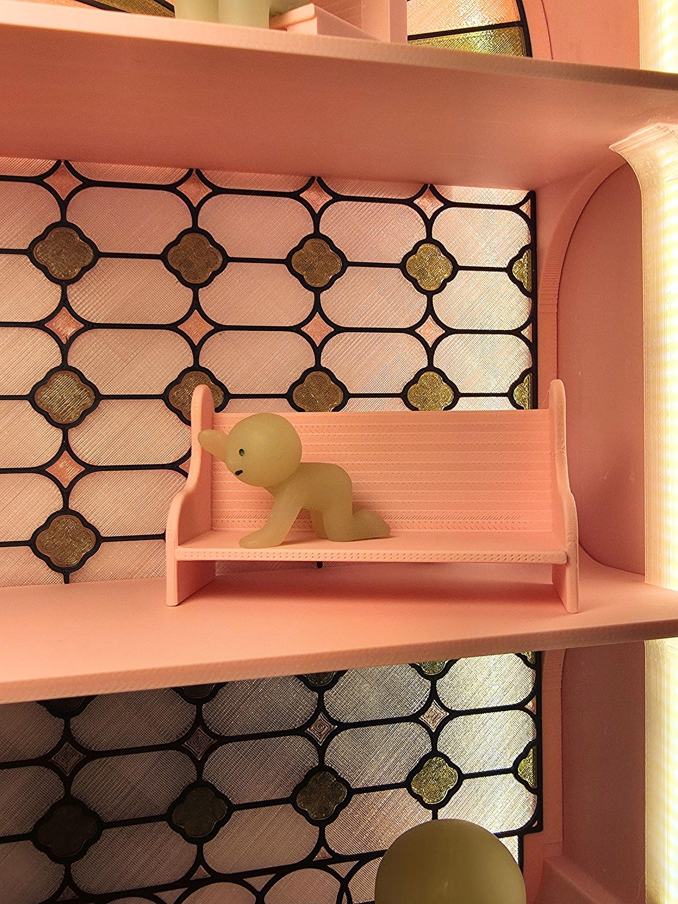 Large Light-up Smiski Display Shelf - Stained Glass Style