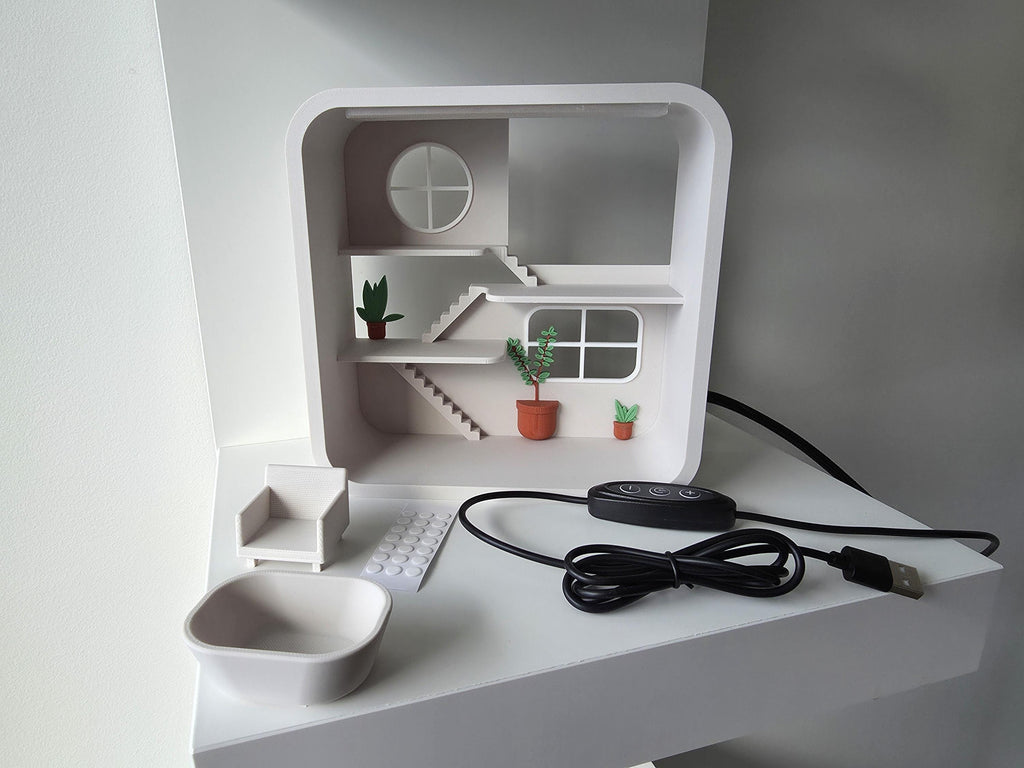 Light-Up Smiski Display Stand – USB Powered Mini-Figure House