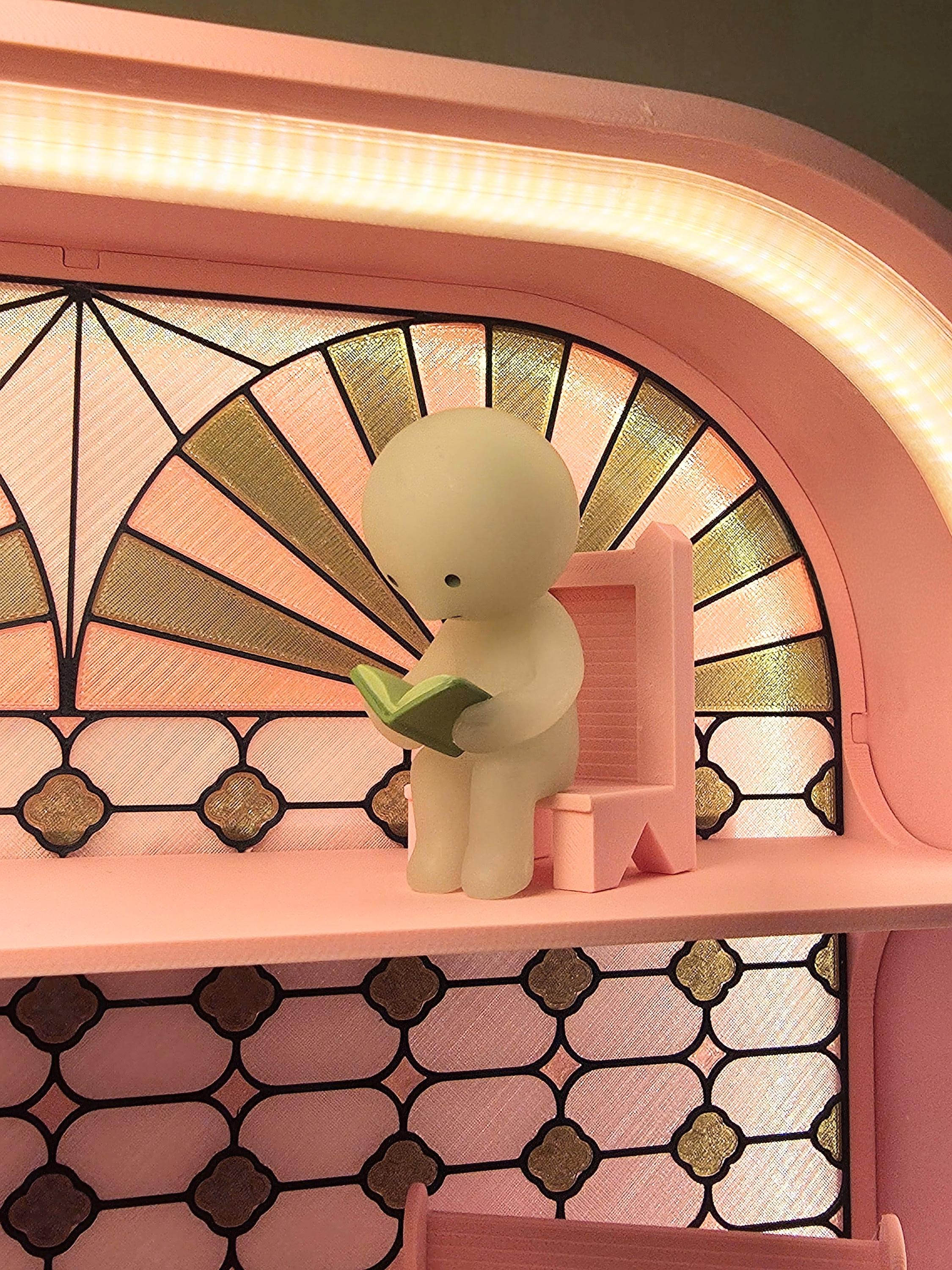 Large Light-up Smiski Display Shelf - Stained Glass Style