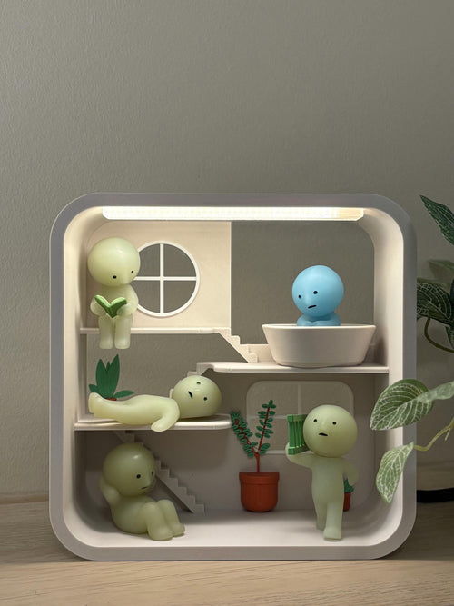 Light-Up Smiski Display Stand – USB Powered Mini-Figure House
