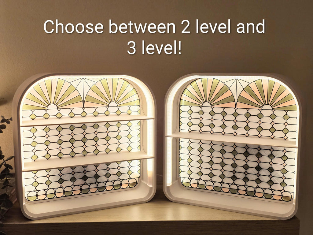 Large Light-up Smiski Display Shelf - Stained Glass Style