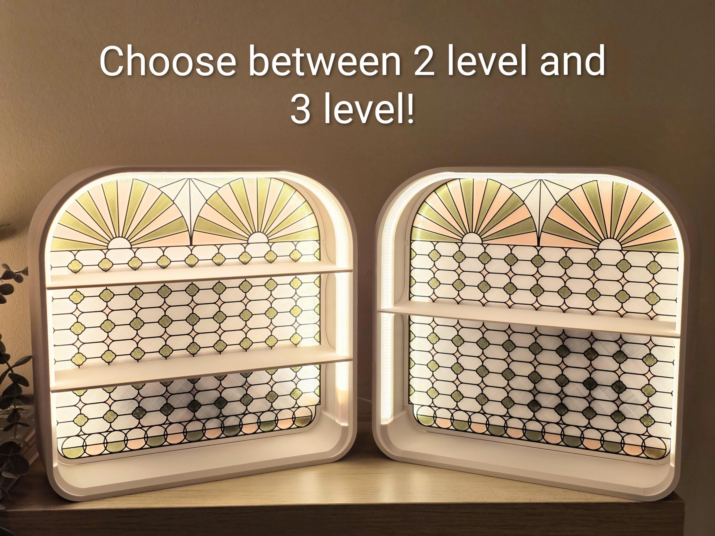 Large Light-up Smiski Display Shelf - Stained Glass Style