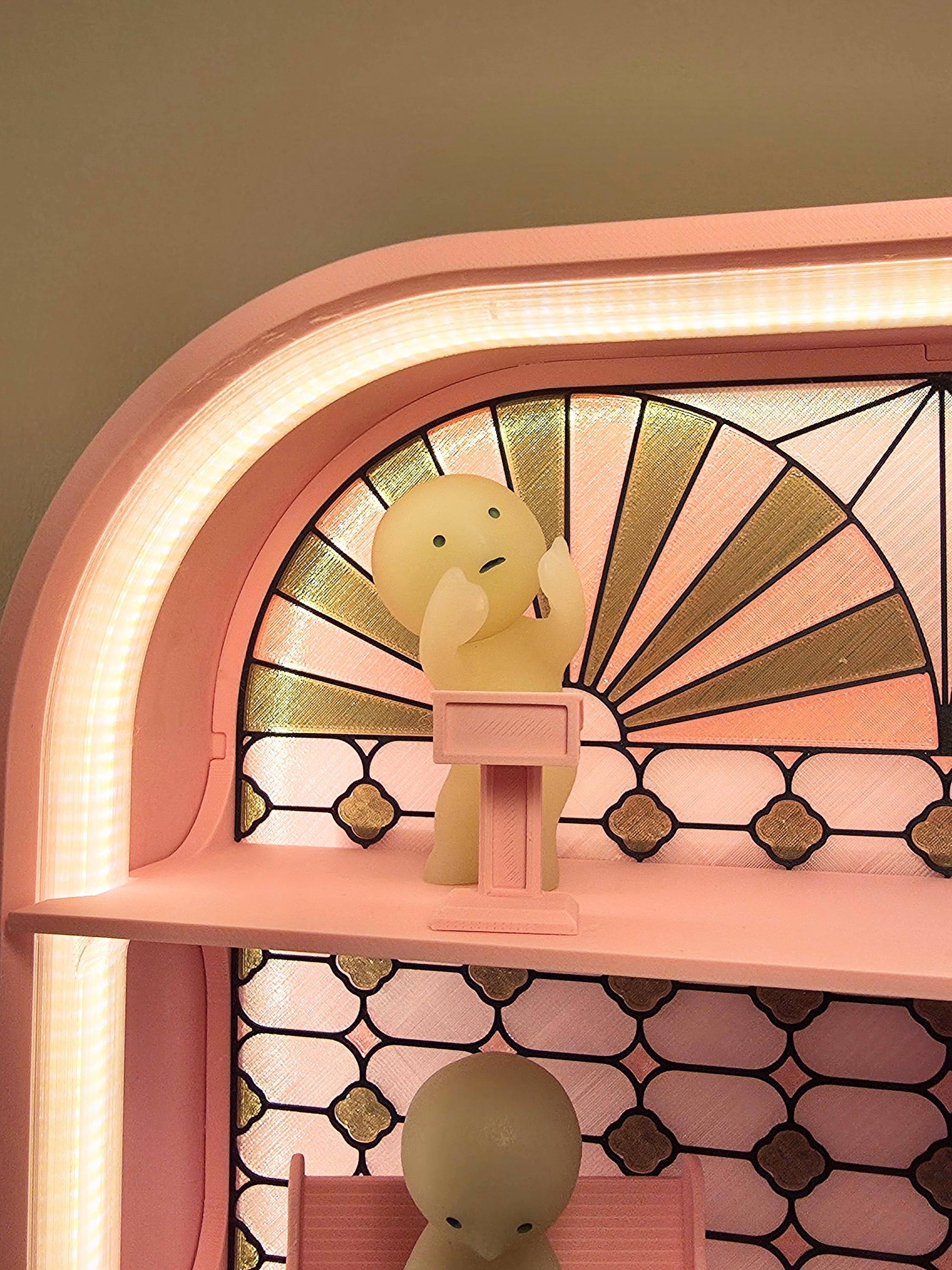 Large Light-up Smiski Display Shelf - Stained Glass Style