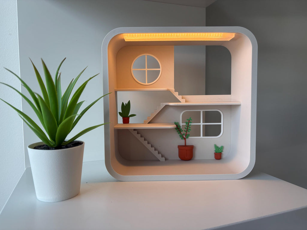 Light-Up Smiski Display Stand – USB Powered Mini-Figure House