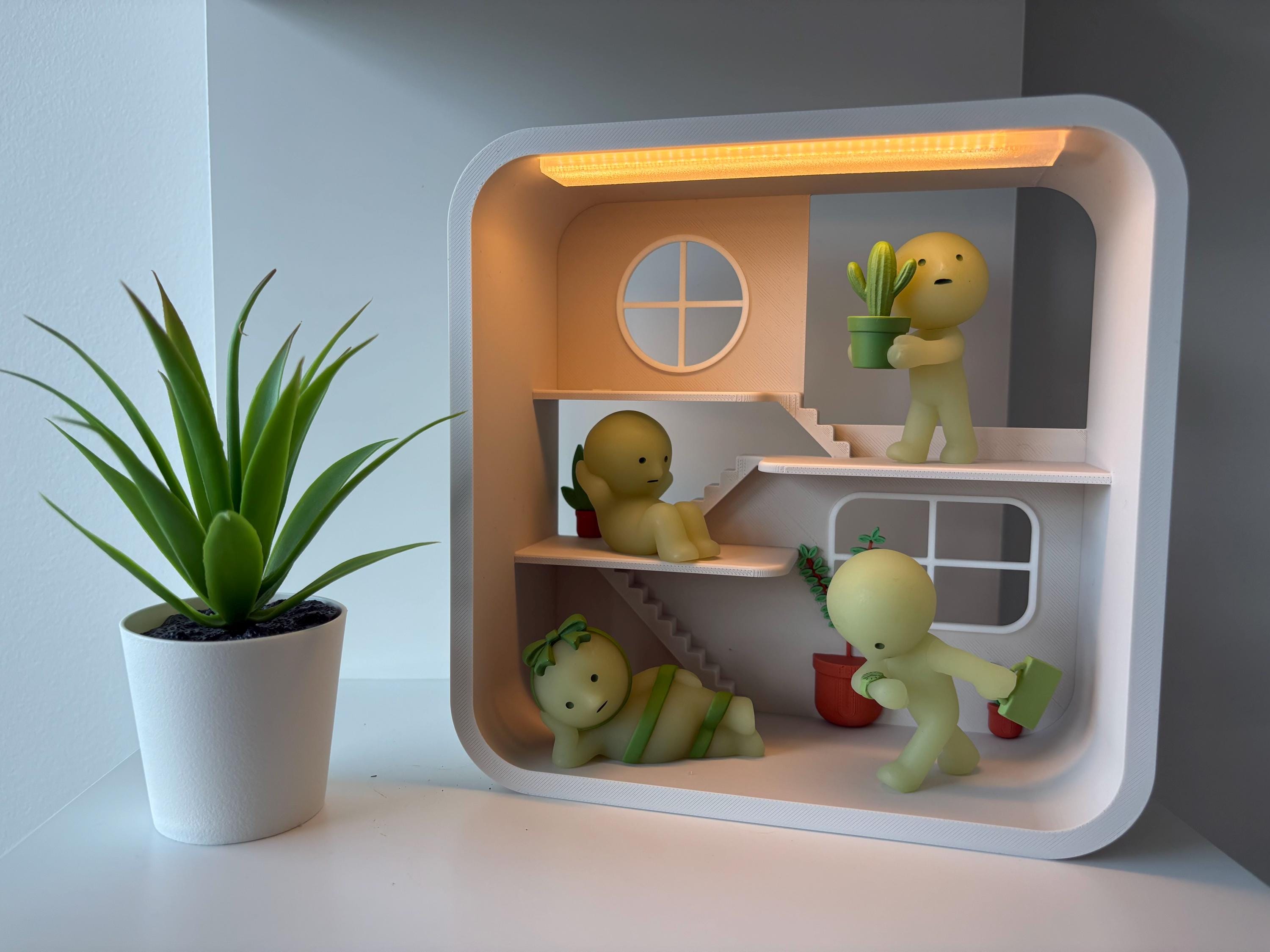 Light-Up Smiski Display Stand – USB Powered Mini-Figure House